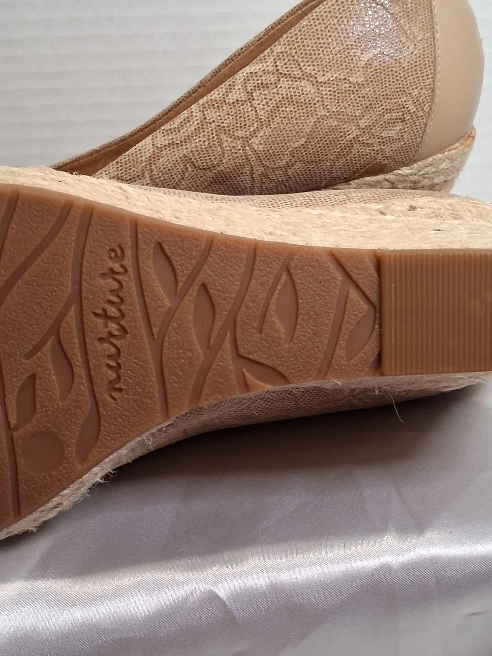 Nurture by Lamaze Neutral Beige Espadrille Wedge Peep-Toe